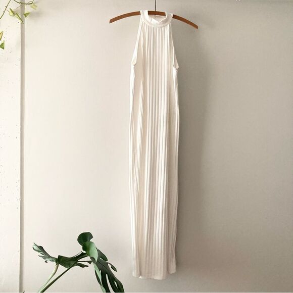 ZARA Sleeveless‎ Ribbed High Neck Midi Dress, Size Small - Picture 1 of 3